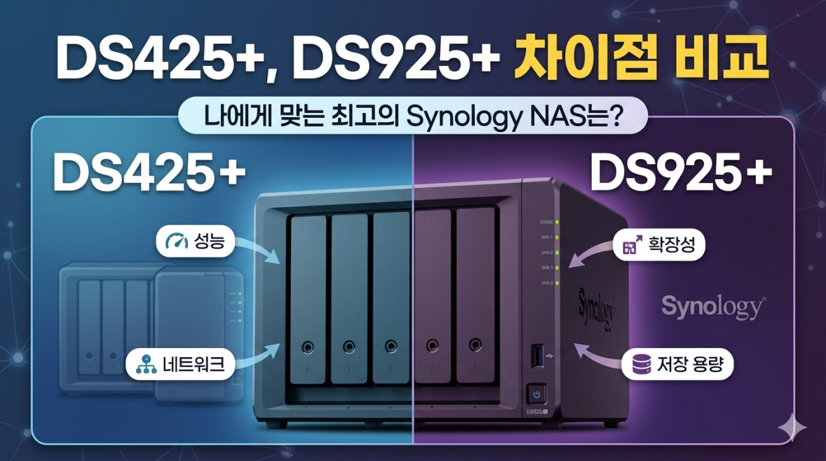 시놀로지 DS425+ DS925+ 차이 — 같은 4베이인데 20만원 차이 나는 이유